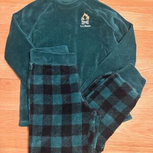 L.L. Bean Kids Pajama Set - Teal and Black Checkered